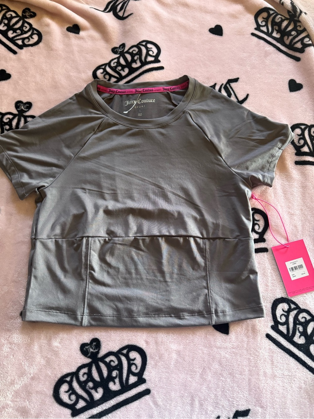 JUICY COUTURE SPORT GYM WORKOUT SHIRT CROP NWT L